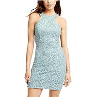 Womens Green Embroidered Cut Out Floral Sleeveless Grecian Neckline Above The Knee Party Body Con Dress Juniors 17