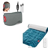 Comfytemp Full Weighted Heating Pad and Heated Eye Mask for Dry Eyes, Eye Heating Pad with 3 Heat Settings and 3 Timer, Warm Compress for Eyes Migraine Blepharitis Sinus Stye MGD