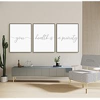 Set Of 3 Prints Your Health Is A Priority Poster Prints Wall Art Motivational Canvas Painting Framed Artwork for Living Room Hospital Physiotherapy Decoration