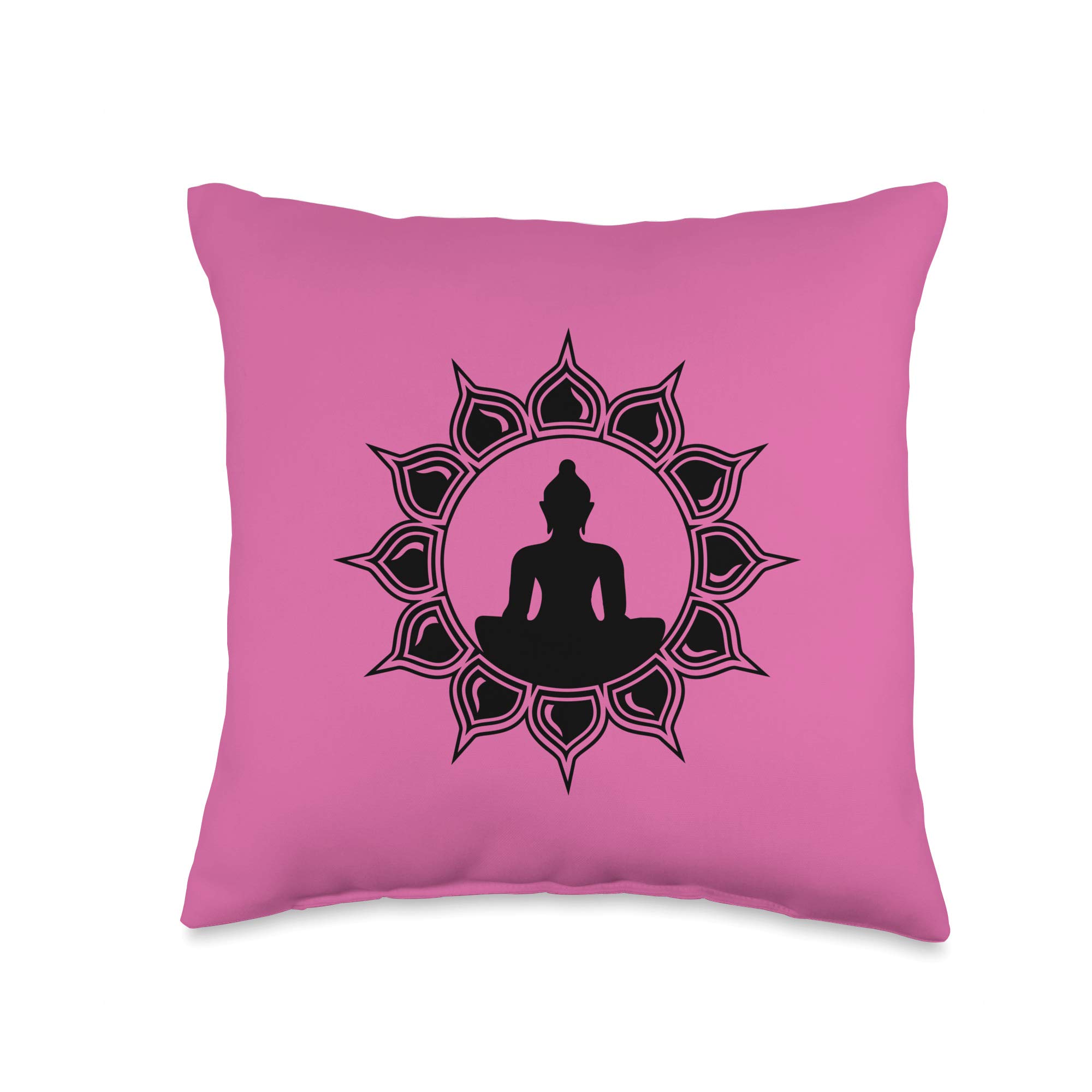 Buddha by yuma Buddha Lotus Meditation Anahata Heart Chakra Om Yoga Symbol Throw Pillow, 16x16, Multicolor