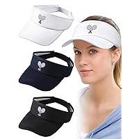 3 Pack Tennis Visor Womens Sport Performance Visor with Adjustable Elastic Bands for Sun Protection and Outdoor Tennis Activity