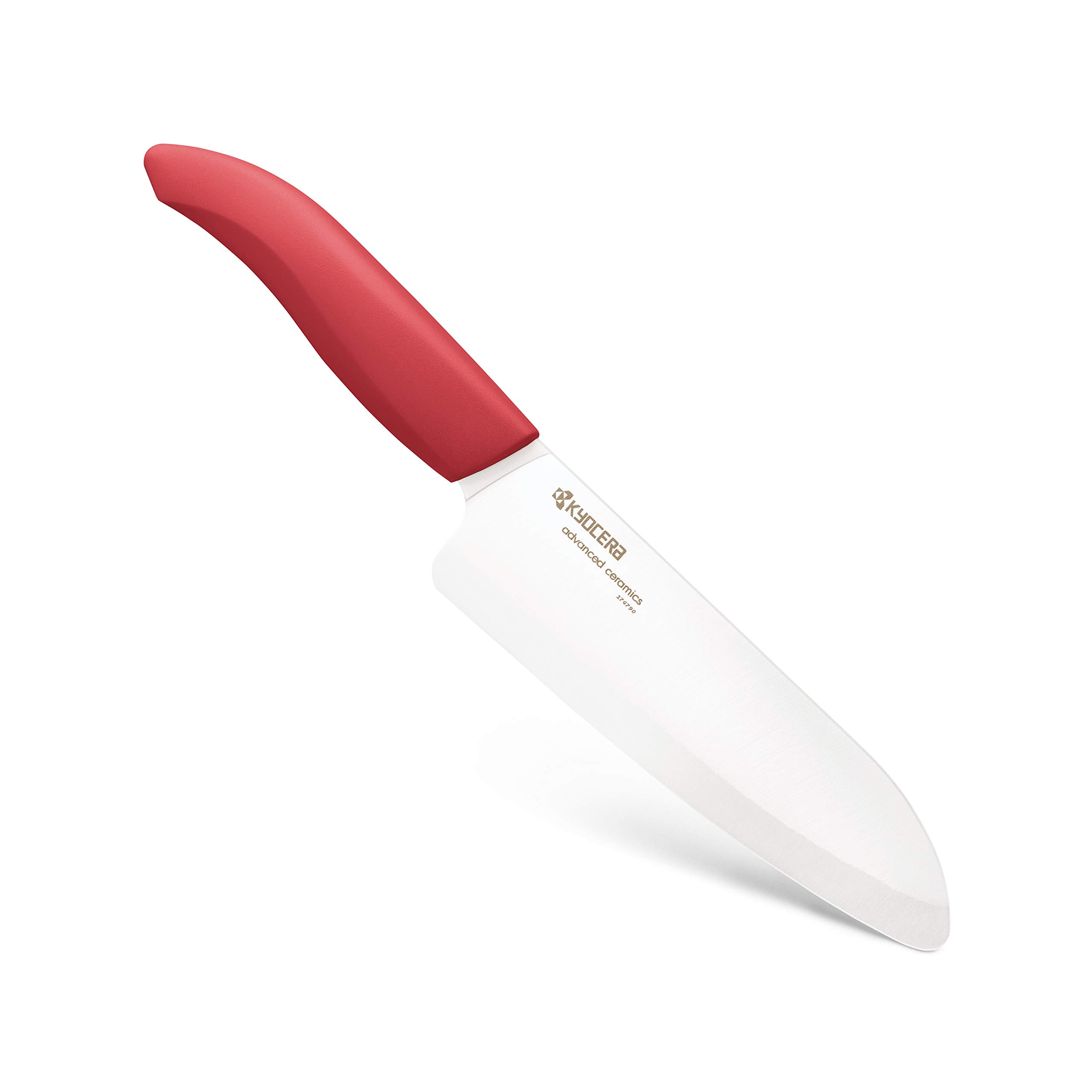 Kyocera Advanced Ceramic Revolution 4-Piece Knife Set: Includes 6-inch Chef's Santoku, 5.5-inch Santoku, 4.5-inch Utility and 3-inch Paring-Red Handles w/ White Blades