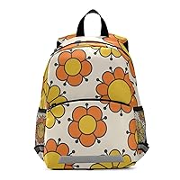 ALAZA Retro Orange and Yellow Color 60S Flower Backpack School Daypack Harness Safety with Removable Tether
