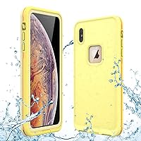 GUSTAVE Xs Max Waterproof Case Support Wireless Charging Xs Max Waterproof Shockproof Dirt-Proof Full-Body Rugged Cover with Built-in Screen Protector for iPhone Xs Max 6.5 inch (Yellow)