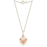 Carissima Gold Women's 9 ct Gold 7.6 x 14.3 mm Puffed Hollow Heart Pendant on 9 ct Gold Diamond Cut Curb Chain Necklace