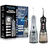 Powerful Cordless Water Dental Flosser Gray and Portable Oral Irrigator Black LP221 Combo