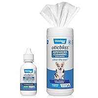 Oticbliss Medicated Ear Drops & Oticbliss Advanced Cleaning Wipes XL (60 Ct) Bundle Advanced Ear Cleaning Solutions with Medicated Ear Drops for Dogs & Extra Large Dog Ear Cleaning Wipes