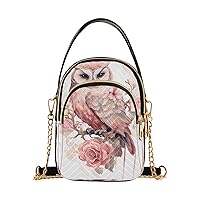 Quilted Crossbody Bags for Women,Pink Owl Women's Crossbody Handbags Small Travel Purses Phone Bag