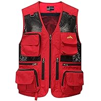 Flygo Men's Utility Cargo Vest Outdoor Fishing Safari Travel Work Photo Vest with Pockets