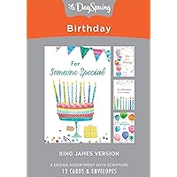 DaySpring - For Someone Special - Birthday – King James Version – 4 Design Assortment with Scripture – 12 Boxed Birthday Cards & Envelopes (J9175)