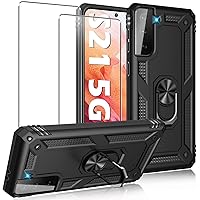 Case for Samsung Galaxy S21 5G Case Heavy Duty with Built in Screen Protector Hard Armor Military Anti-Fall Bumper Cover for Samsung S21 5G 6.2 2021 Phone Cases with Magnetic Ring Kickstand Black