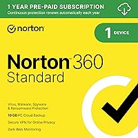 Norton 360 Standard 2024, Antivirus software for 1 Device with Auto Renewal – Includes VPN, PC Cloud Backup & Dark Web Monitoring powered by LifeLock [PC/Mac Download] Norton 360 Standard 2024, Antivirus software for 1 Device with Auto Renewal – Includes VPN, PC Cloud Backup & Dark Web Monitoring powered by LifeLock [PC/Mac Download] Download Code Key Card