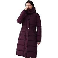 IKAZZ Women's Coats, Thickened Warm Insulated Vegan Down Long Parka Jacket with Hood