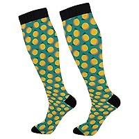 Womens Compression Socks Thigh High for Teens Fruit Pattern Apricots in Flat Style