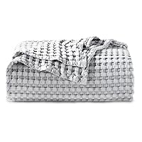 Bedsure Cooling Cotton Waffle Twin XL Blanket - Lightweight Breathable Blanket of Rayon Derived from Bamboo for Hot Sleepers, Luxury Throws for Bed, Couch and Sofa, Grey, 66x90 Inches