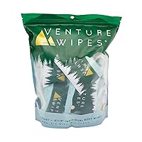 Venture Wipes Tea Tree Oil Body Wipes - Adventure Wipes for Adults - Biodegradable Cleansing Wipes with Aloe and Vitamin E - Camping Essentials - Individually Wrapped Body Wipes - 25 Count Bag
