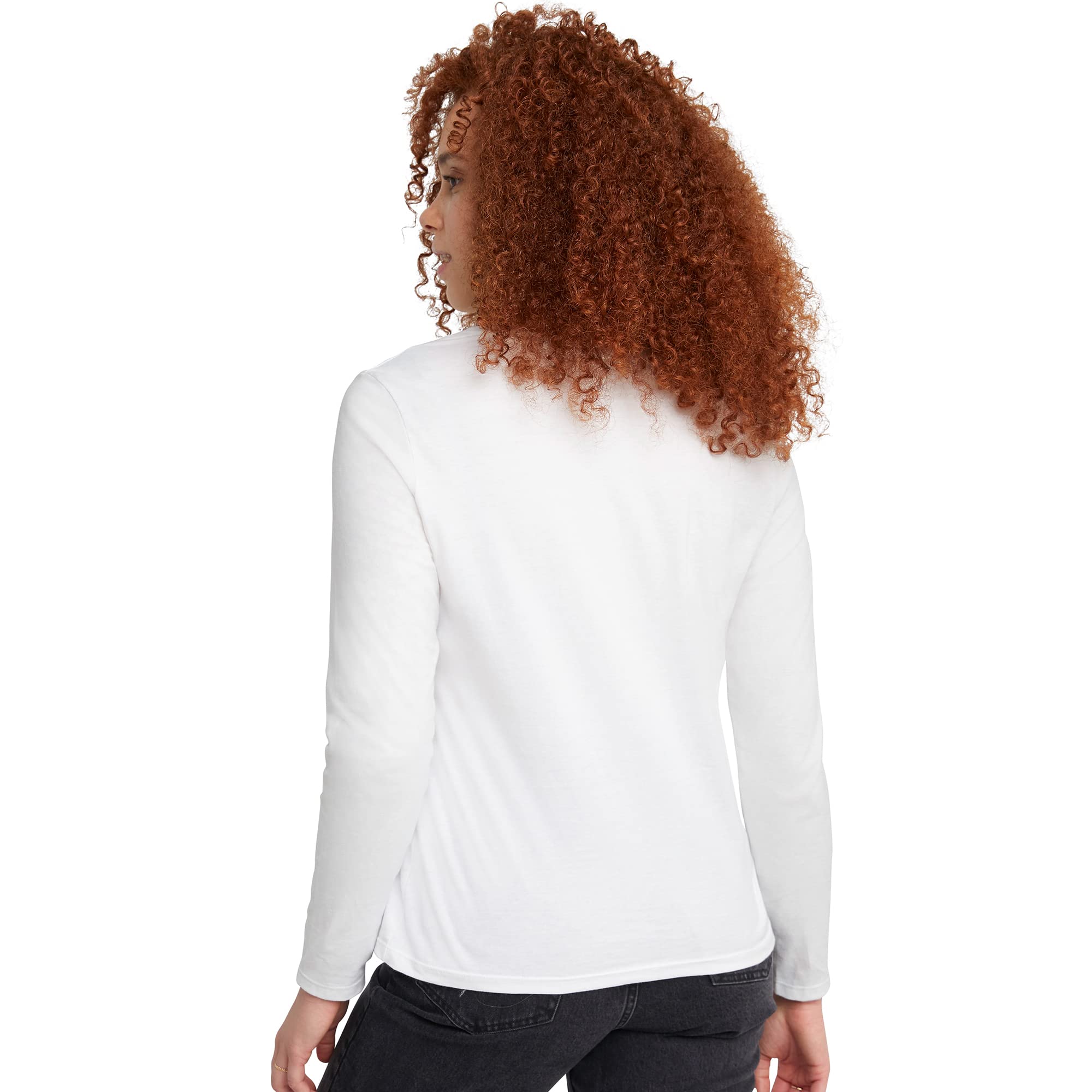 Hanes Women's Originals Long Sleeve Cotton T-Shirt, Lightweight Crewneck Tee, Modern Fit