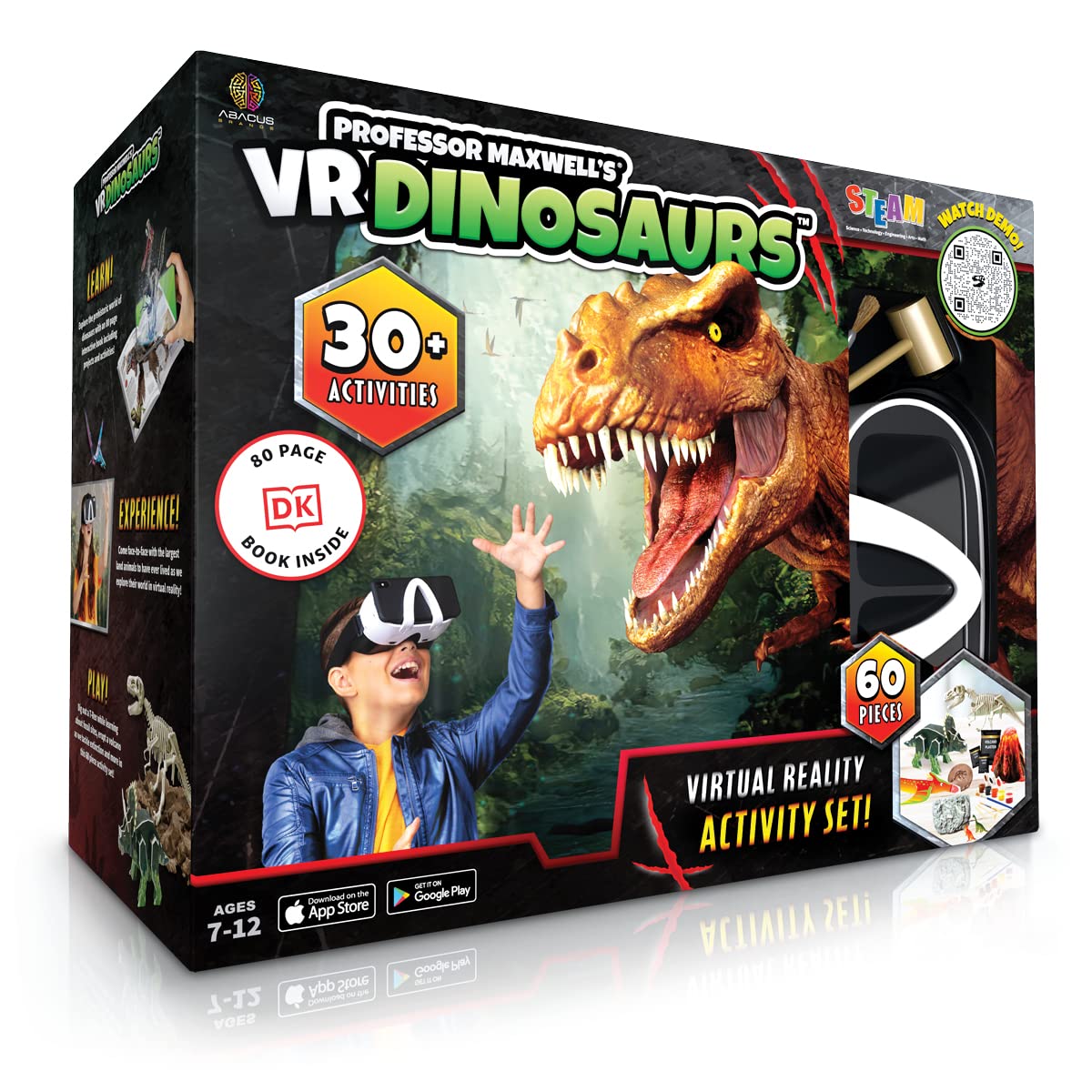 Professor Maxwell's VR Dinosaurs - Virtual Reality Kids Science Kit, Book and Interactive STEM Learning Activity Set (Full Version - Includes Goggles)