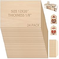 (24-Pack) 12”x20”x1/8” Balsa Sheets for Crafts - Perfect for Architectural Models Drawing Painting Wood Engraving Wood Burning Laser Scroll Sawing