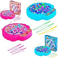 IPIDIPI TOYS Fishing Game Play, Poles, & Rotating Board w/On-Off Music - Family Children Backyard Pink Toy Games for Kids and Toddlers Age 3 4 5 6 7 Girls and Up
