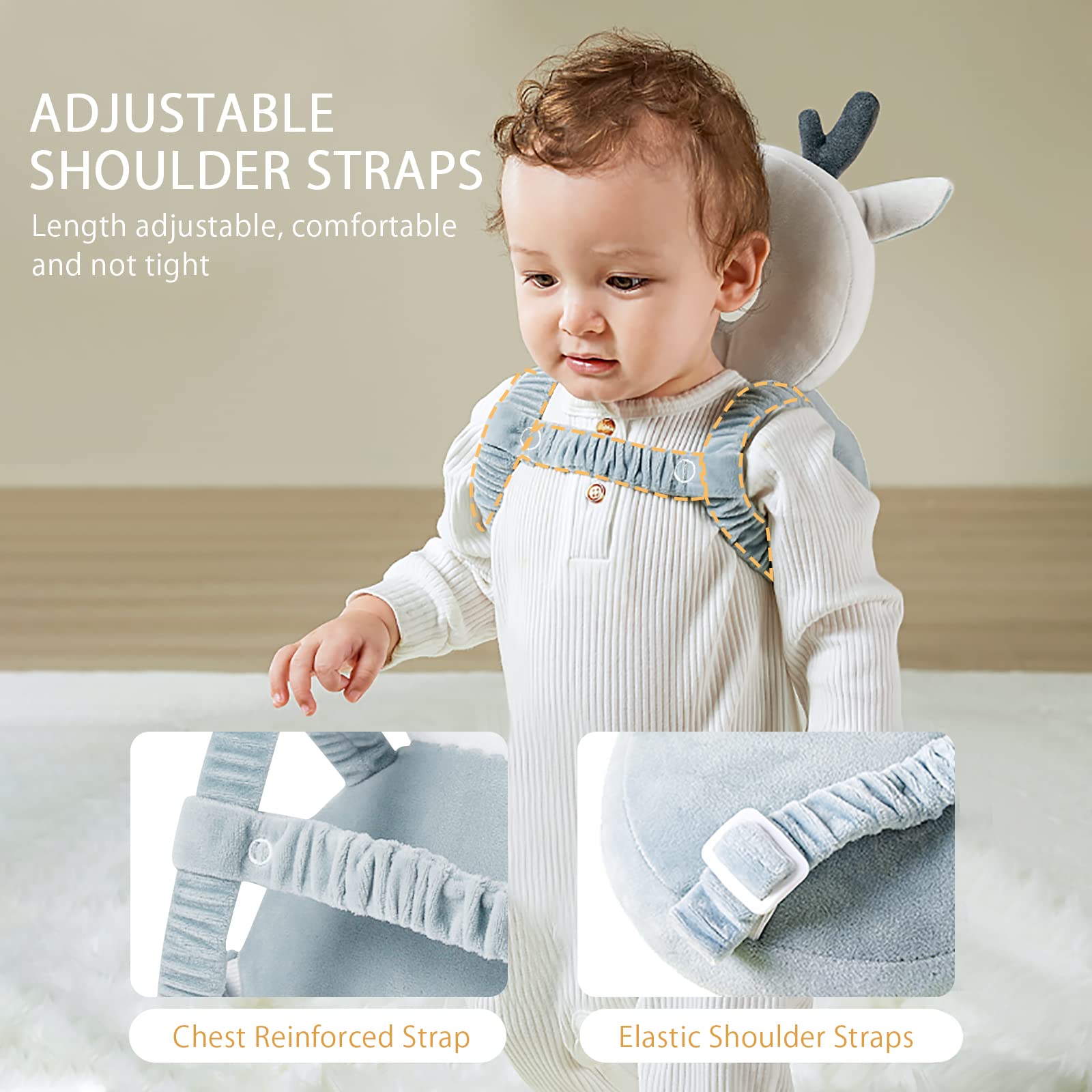 MQIFRB Baby Head Guard, Baby Fall Prevention Backpack, Anti-Tipping Helmet, Head Guard, Kids, Head Protection, Fall Prevention Cushion, Adjustable Shoulder Straps, Good Texture, Baby Supplies, Safe, Cute