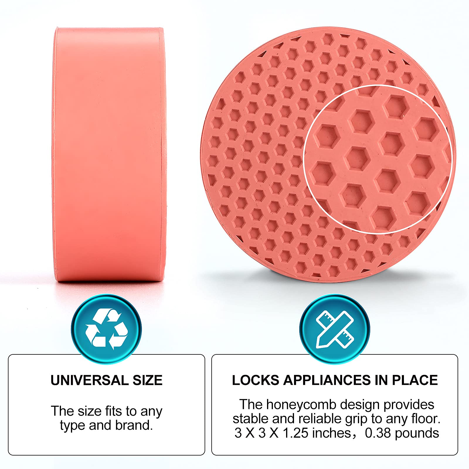 Anti Vibration Pads for Washing Machine, Noise Dampening Non-Slip Support Feet Stabilizer Mat Washer Dryer Appliance Fit All Machines, Protects Laundry Room Floor, 4 Pink Anti Vibrasion Pads + Level