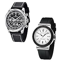 Watch for Men Chronograph Sport Waterproof Luminous Mens Watches Analog Quartz Casual Designer Date Wrist Watches Silicone and Leather Strap Elegant Gift for Men