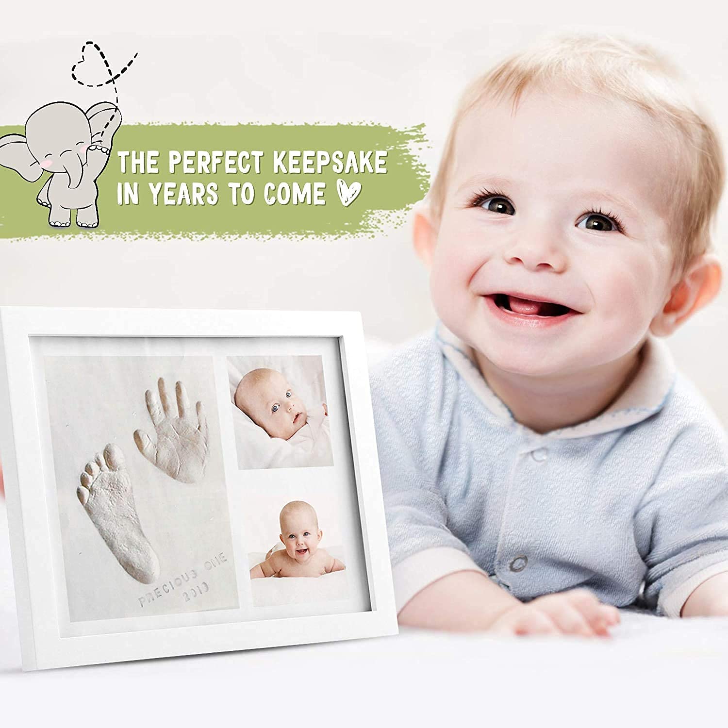 Baby Handprint and Footprint Kit DIY Picture Frame of Baby Footprint Kit with Non-Toxic Clay Baby Keepsake Frames for Baby Boys and Baby Girls Lovely Baby Gifts with Baby Hand and Foot Print for Kids