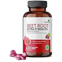Beet Root Extra Strength (Equivalent to 2000mg Beet Root per Serving from 500mg 4:1 Extract), Non-GMO, 120 Vegetarian Tablets