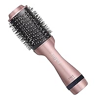 Blowout Brush: 2-in-1 Hot Air Brush Styler and Dryer - Negative Ion Round Brush - Hair Dryer Brush with Straightener Function - Hair Styling Tools for Women… (3-inch, Rose Gold)