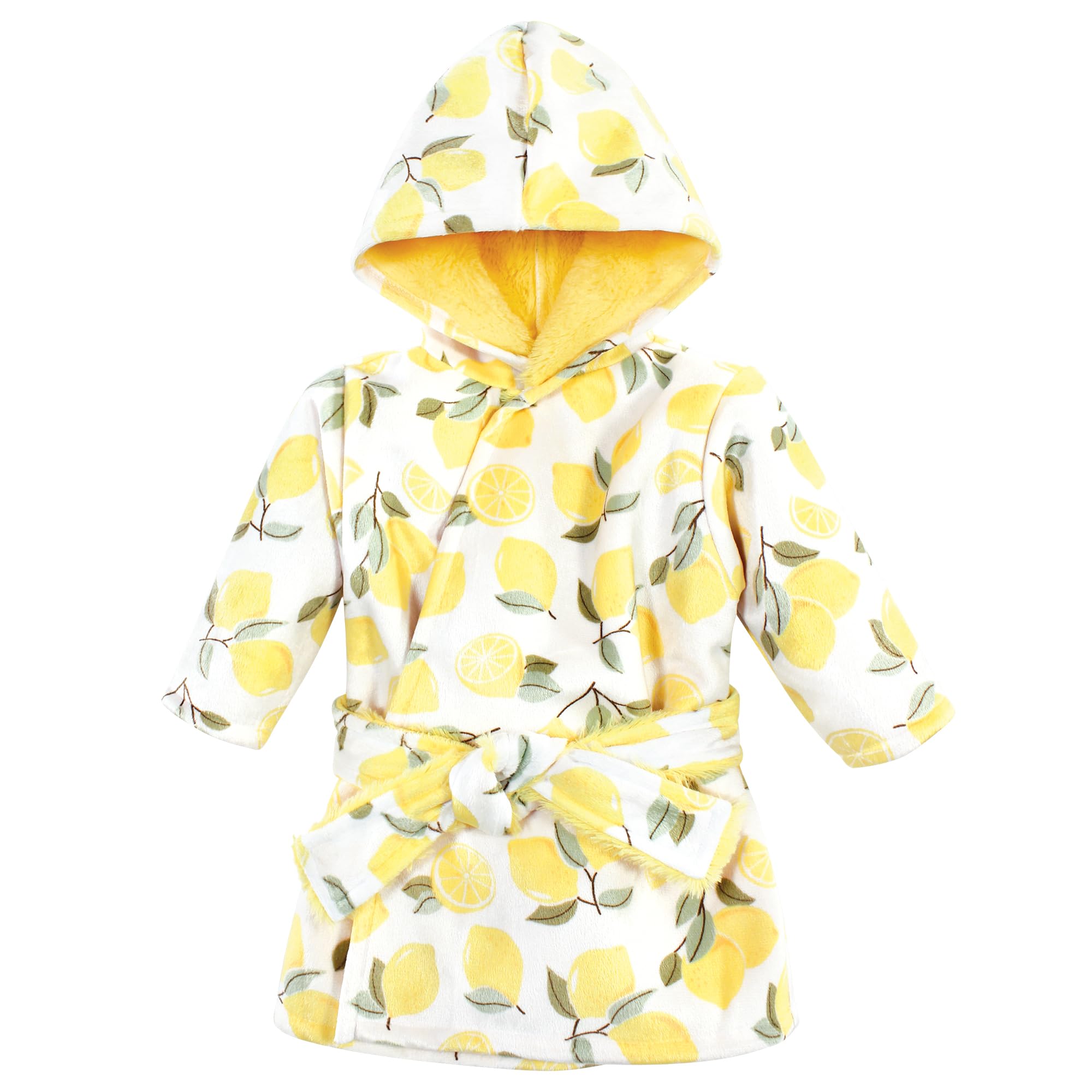 Hudson Baby Unisex Baby Mink with Faux Fur Lining Pool and Beach Robe Cover-ups, Lemon, 0-6 Months
