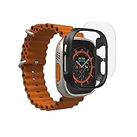 ZAGG InvisibleShield Glass Fusion 360 for Apple Watch Ultra, Watch Size: 49mm Face, Integrated Bumper and Flexible Hybrid Screen Protector for 360-degree protection – Smudge Resistant - Black Bumper