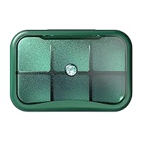 6 Compartment Travel Pill Organizer, Small Pill Box for Purse, Pocket Daily Pill Case Portable Medicine Pill Container, Weekly Vitamin Holder Organizer (Green with Rhinestone)