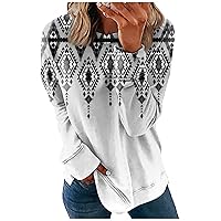 Fall Long Sleeve Shirts for Women O Neck Pullover Casual Sweatshirts Printed Sweater Tops Loose Blouse Trendy Shirt