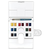 Cotman Watercolor Paint Set, Field Set, 14 Half Pan w/ Brush, Mixing Palette, Multicolor, 15 Piece Set