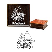 Printtoo Diary Card A Grand Adventure Awaits Text Design Wooden Rubber Stamp-2 x 2 Inches