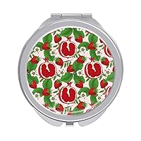 Strawberries Guava Flowers Portable Mini Compact Pocket Mirror for Purse Travel Makeup Hand Mirror 2-Sided 1x/2x Gifts