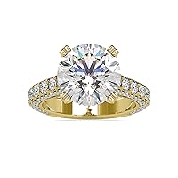 Certified Solitaire Engagement Ring in 14k White/Yellow/Rose Gold Studded with 1.95 Ct IJ-SI Side Natural & 2Ct to 5Ct Center Round Moissanite Diamond in 4 Dual Prong Holder for Women on Anniversary