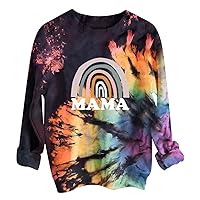 Sweatshirt for Womens Pullover Shirts Tops Blouses Shirts Loose Long-Sleeved Top Sternum Print Short Curled
