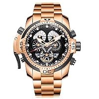 REEF TIGER Designer Sport Mens Watch Rose Gold Date Day Complicated Mechanical Bracelet Watch RGA3503
