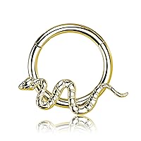 Premium Body Jewelry - Titanium Segment Ring with Snake Figure