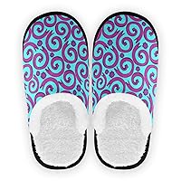 Fuzzy Spa Slippers Purple Swirls Flowers Blue For Couple Anti-Slip House Indoor Outdoor Slippers