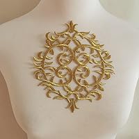 2pcs Gold Flower Applique Patches Clothing DIY Embroidery Sticker Blossom (Gold A)
