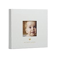 Pearhead My Baby Album, Baby Book Photo Keepsake for New and Expecting Parents, 50 Pages, Holds 200 6” x 4” Pictures, Gender-Neutral Baby Accessory, Classic Gray and White Polka Dot