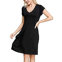 INK+IVY Women's Short Sleeve Loose Fit T-Shirt Pockets, Rayon Spandex Swing Maxi Dresses for Casual Summer Clothes