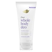Dove Whole Body Deo Aluminum Free Invisible Cream Deodorant Coconut & Vanilla for All Day Odor Control, 2.5 oz