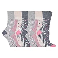 Women's Non Elastic, Gentle Grip, Diabetic Socks (6 Pair Pack, GG92)
