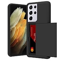 ZIYE Galaxy S21 Ultra 5G Case with Card Holder,Galaxy S21 Ultra Wallet Case Anti-Scratch Dual Layer Hidden Pocket Case Shockproof Cover Compatible with Samsung S21 Ultra 5G-Black
