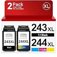 Compatible Ink Cartridge Replacement for Canon PG243XL CL244 XL 245XL 246XL, Tri-color, Black, 2 Pack