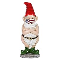 Garden Gnome, Naked Gnome Statue, Funny Outdoor Decoration, Patriot Pete, 5.5 x 14.5 Inch